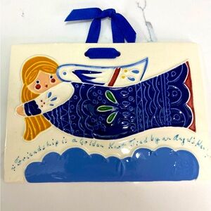 Vintage Ceramic Friendship Angel Wall Hanging Tile